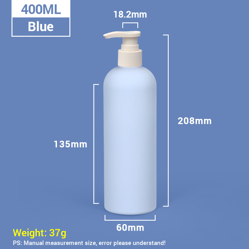 400 ml blaue Plastik -Shampoo -Flaschen mit weißer Pumpenkappe
