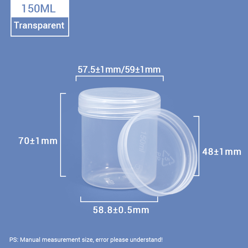 Clear 150ml Plastikglas mit innerem Ringdeckel für die Lagerung von Lebensmitteln Strom