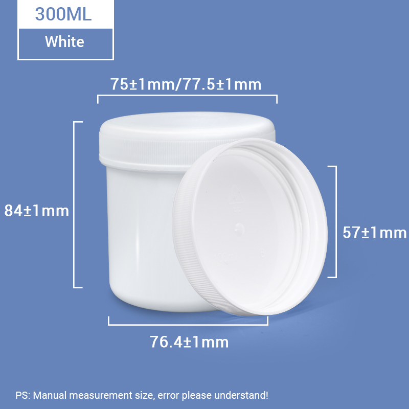 Weißes 300 ml Plastikglas mit innerem Ringdeckel für die Lagerung von Lebensmitteln.