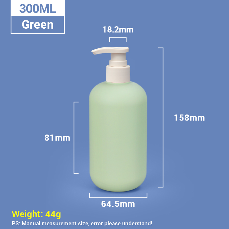 300 ml grüne Plastik -Shampoo -Flaschen mit Aprikosenpumpenkappe