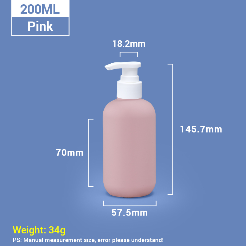 200 ml rosa Plastik -Shampoo -Flaschen mit weißer Pumpenkappe