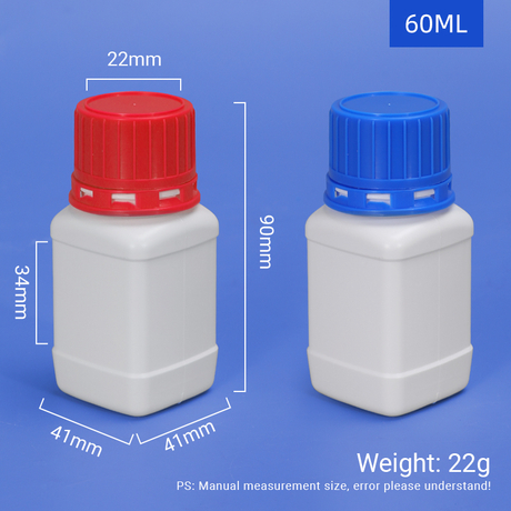 60 ml quadratische HDPE-Flasche mit TE-Schraubdeckel