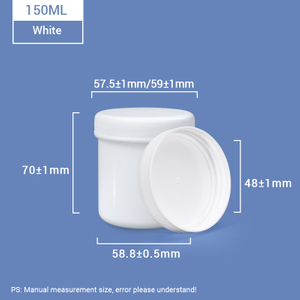 Weißes 150 ml Plastikglas mit innerem Ringdeckel für die Lagerung von Lebensmitteln.