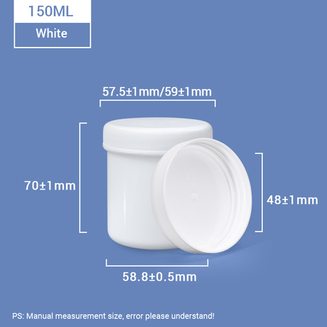 Weißes 150-ml-Kunststoffglas mit Innenringdeckel zur Aufbewahrung von Lebensmitteln