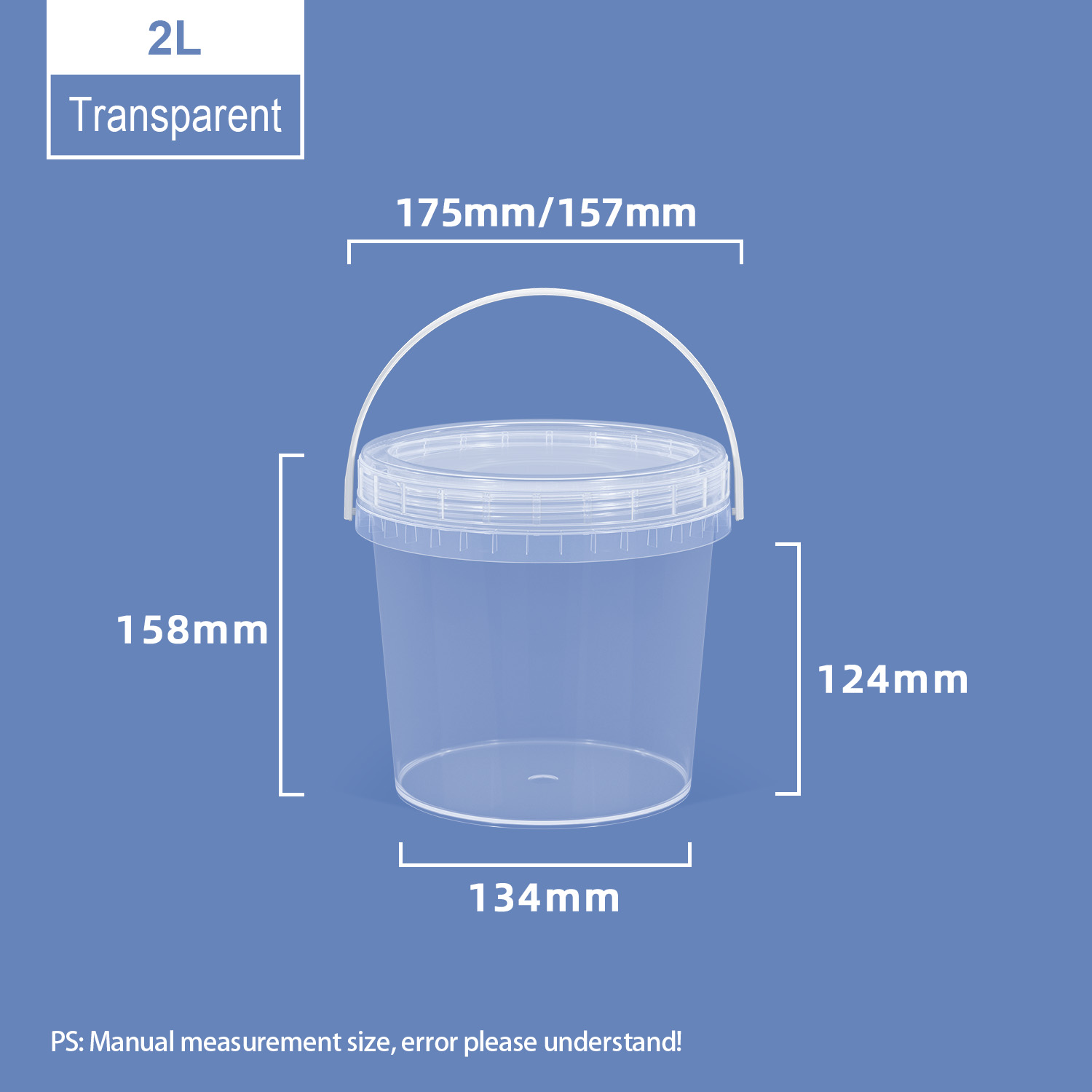 2L 0,5 Gallonen Eimer aus Kunststoff mit Schraubverschluss und Schraubdeckel
