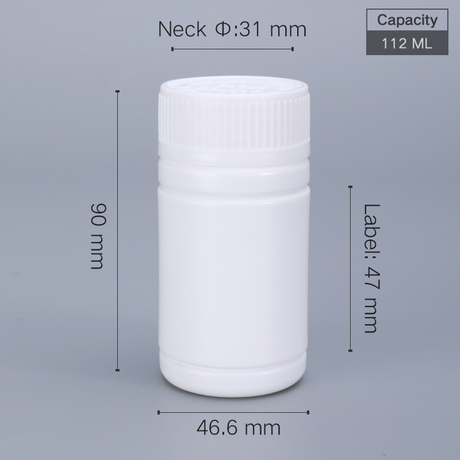 112 ml Pillenflaschen Plastikmedizin Flasche