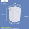 20L weißer quadratischer Kunststoffeimer mit Metallgriff
