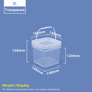 3L transparenter quadratischer Kunststoffeimer mit Deckel und Griff