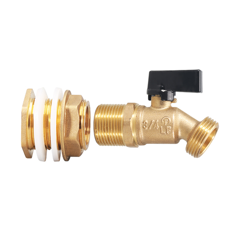 Messing Rain Barrel Spigot -Kit mit 3/4 'GHT, Viertelbudenventil und Bulkhead -Anpassung
