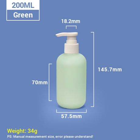 200-ml-Shampooflaschen aus grünem Kunststoff mit aprikosenfarbenem Pumpverschluss