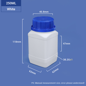 Weiß-250ml breiter Halsquadrat-HDPE-Flasche für chemische Pulververpackungen 