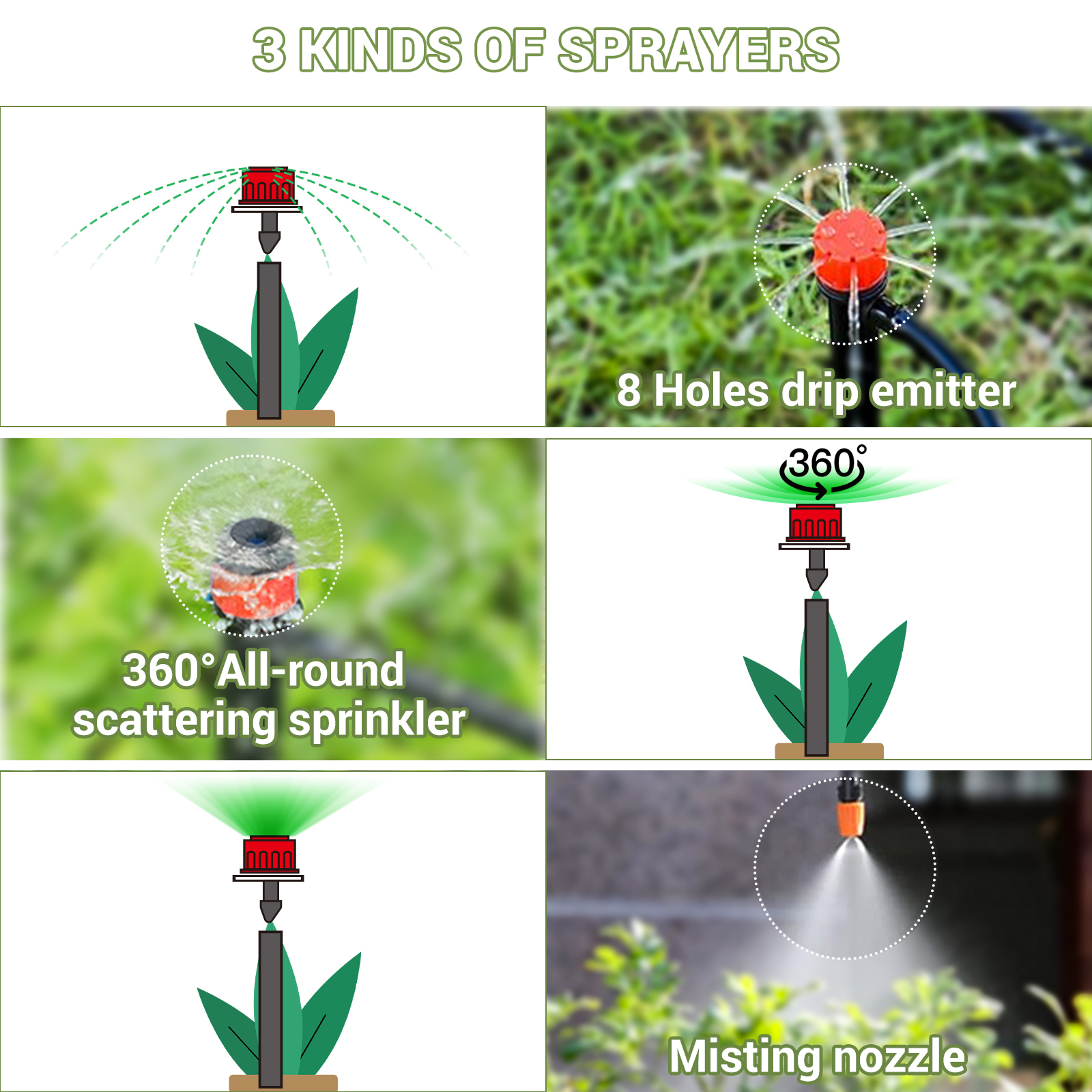 Tropfbewässerungssystem für Garten, Pflanzenbewässerungssystem Gewächshaus -Sprinklerzubehör, 226 Fuß Tropfbewässerungskit mit 1/4 1/2 Zoll Röhrchen für Außenpflanzen, erhöhtes Gartenbett, Gartenstopf, Rasen