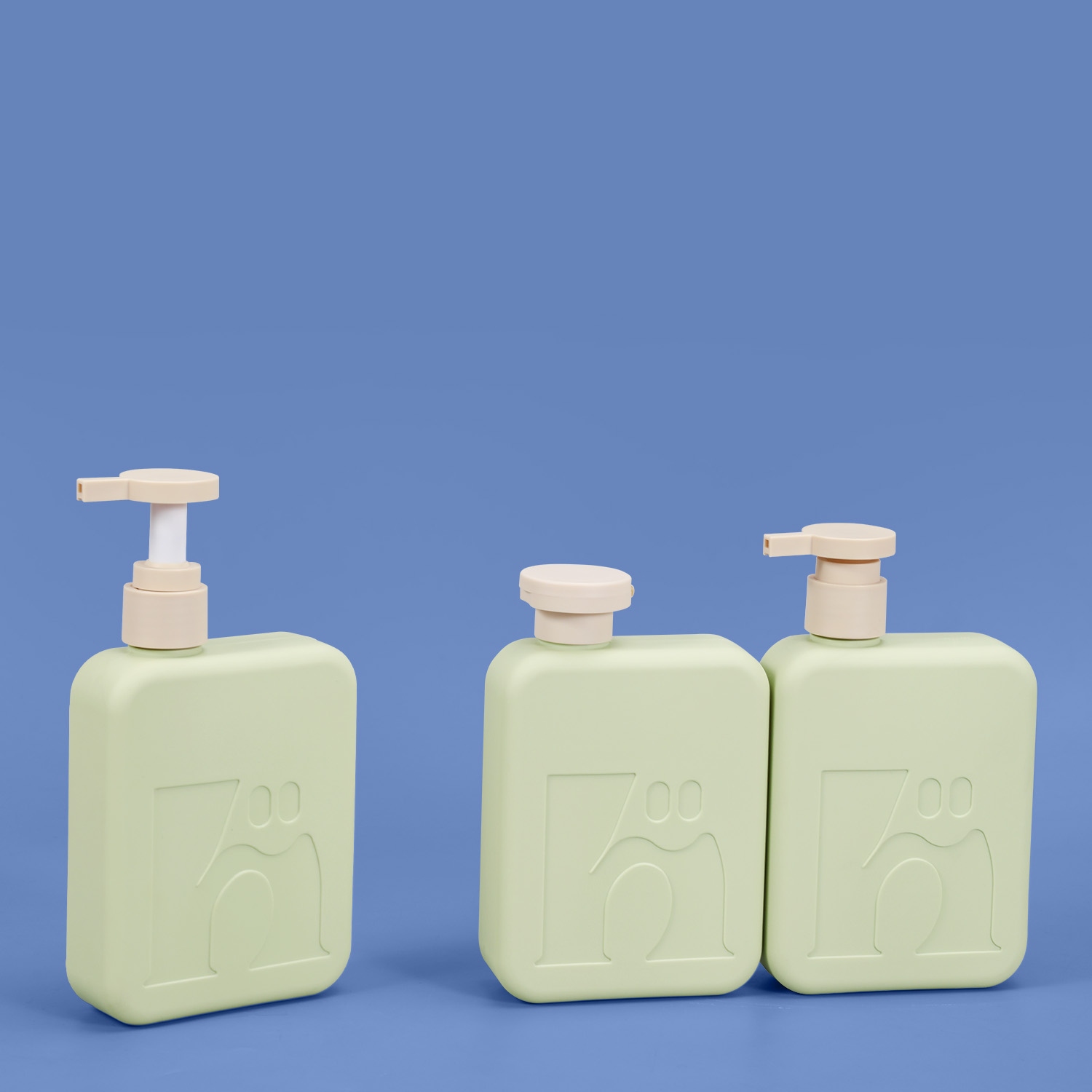 300 ml leer grünes Plastik -Quadrat -Shampoo und Conditioner -Flasche