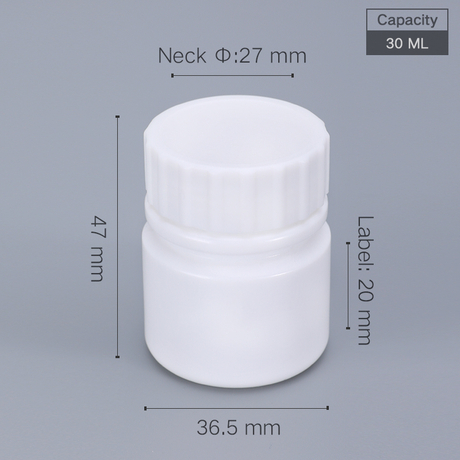 30 ml Pillenflaschen 30cc leere weiße Plastikmedizinflasche