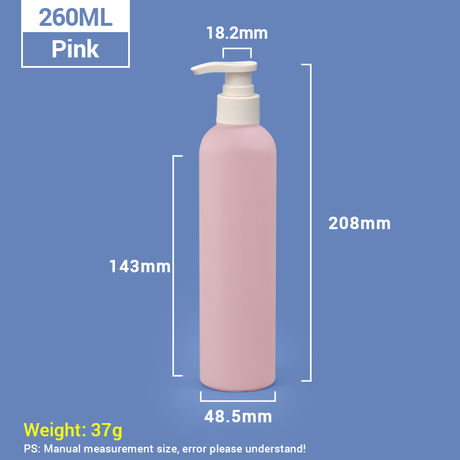 260 ml rosa Shampoo-Flaschen aus Kunststoff mit aprikosenfarbenem Pumpverschluss