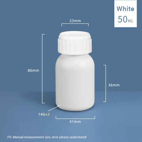 50 ml chemikaliensichere fluorierte Kunststoffflasche aus HDPE und PTFE 