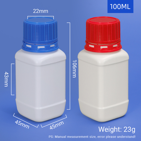 100 ml quadratische HDPE-Flasche für chemische Reagenzien