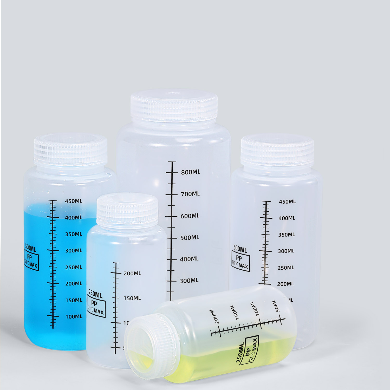 Breiter Nacken -PP -Plastikflasche mit Maßstab für Chemikalie