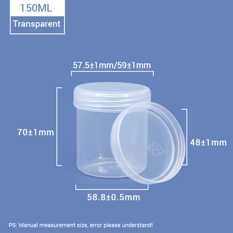 Durchsichtiges 150-ml-Kunststoffglas mit Innenringdeckel zur Aufbewahrung von Lebensmitteln