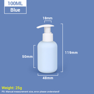 100 ml 3,4 Unzen blaue Reisegröße Plastik Shampoo-Flaschen mit selbstverriegelter Pumpe