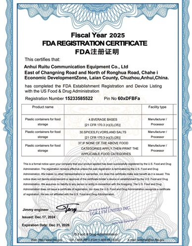  FDA -Zertifikat 