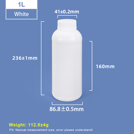 Zuverlässige, versiegelte 1-Liter-Weithals-HDPE-Kunststoffflaschen. Kundenspezifische Flaschen