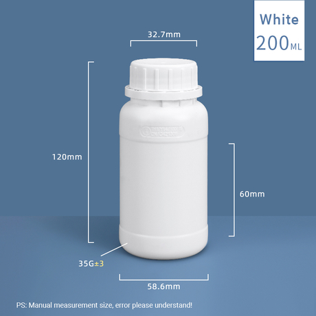 200 ml chemikaliensichere fluorierte Kunststoffflasche aus HDPE und PTFE 