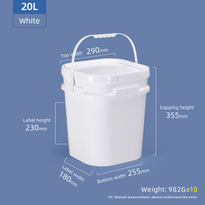 20 l 2,1 Gallonen quadratischer Plastikeimer