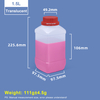 1500 ml durchscheinende quadratische Weithals-Kunststoffflaschen mit rotem Verschluss