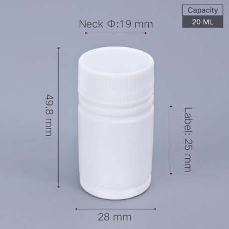 20 ml Kunststoff-Pillenflaschen, 20 cc Kunststoff-Medizinflaschen