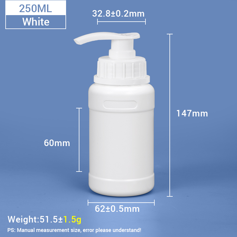 250 ml HDPE-Lotionspumpflasche aus Kunststoff