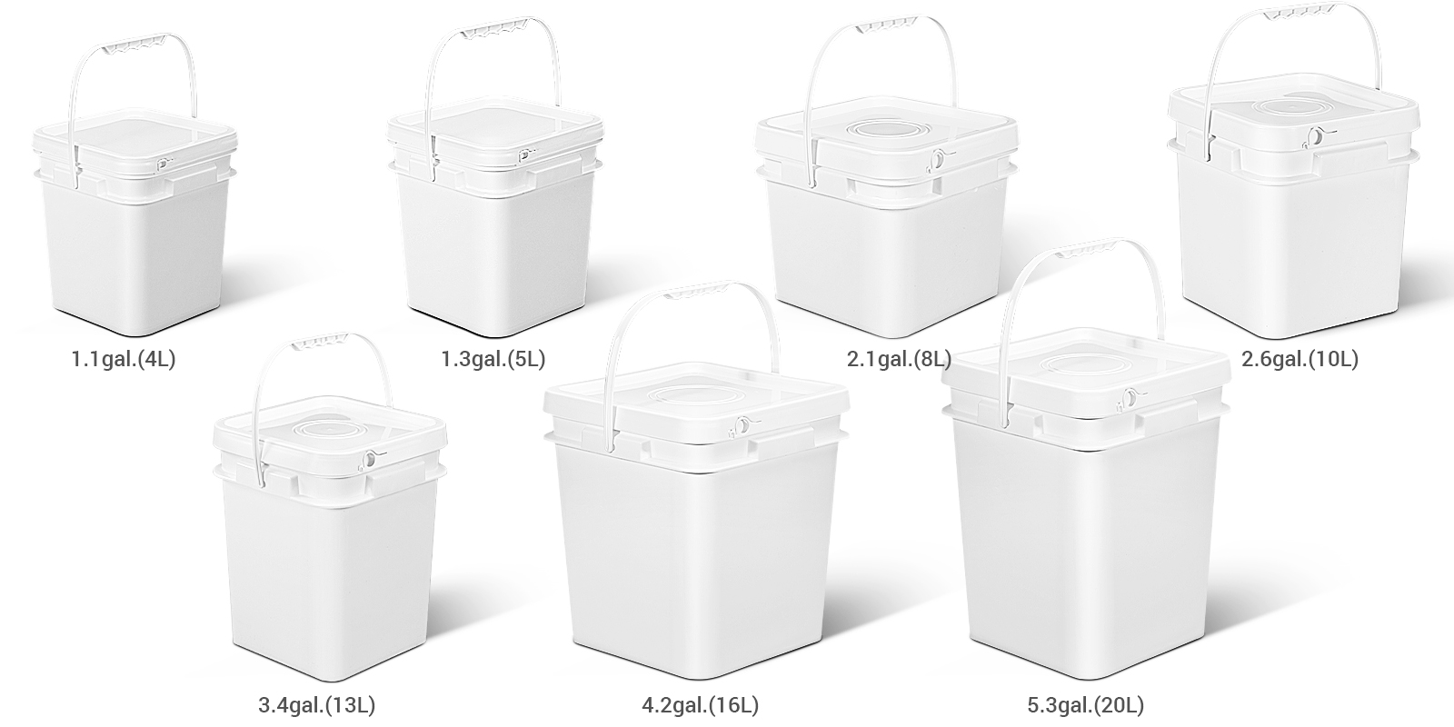 UMetass Square PP Food - Grade Plastikschaufel - Mehrere Größen (1 - 5 Gallone) - Einfach - offener Deckel - benutzerdefiniertes Logo verfügbar