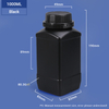 Black-1000ml 1L Breithalsquadratische HDPE-Flasche für chemische Pulververpackungen 
