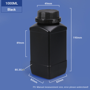 Black-1000ml 1L Breithalsquadratische HDPE-Flasche für chemische Pulververpackungen 