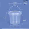 750 ml 25 oz. Runde Plastikwannen und Eimer