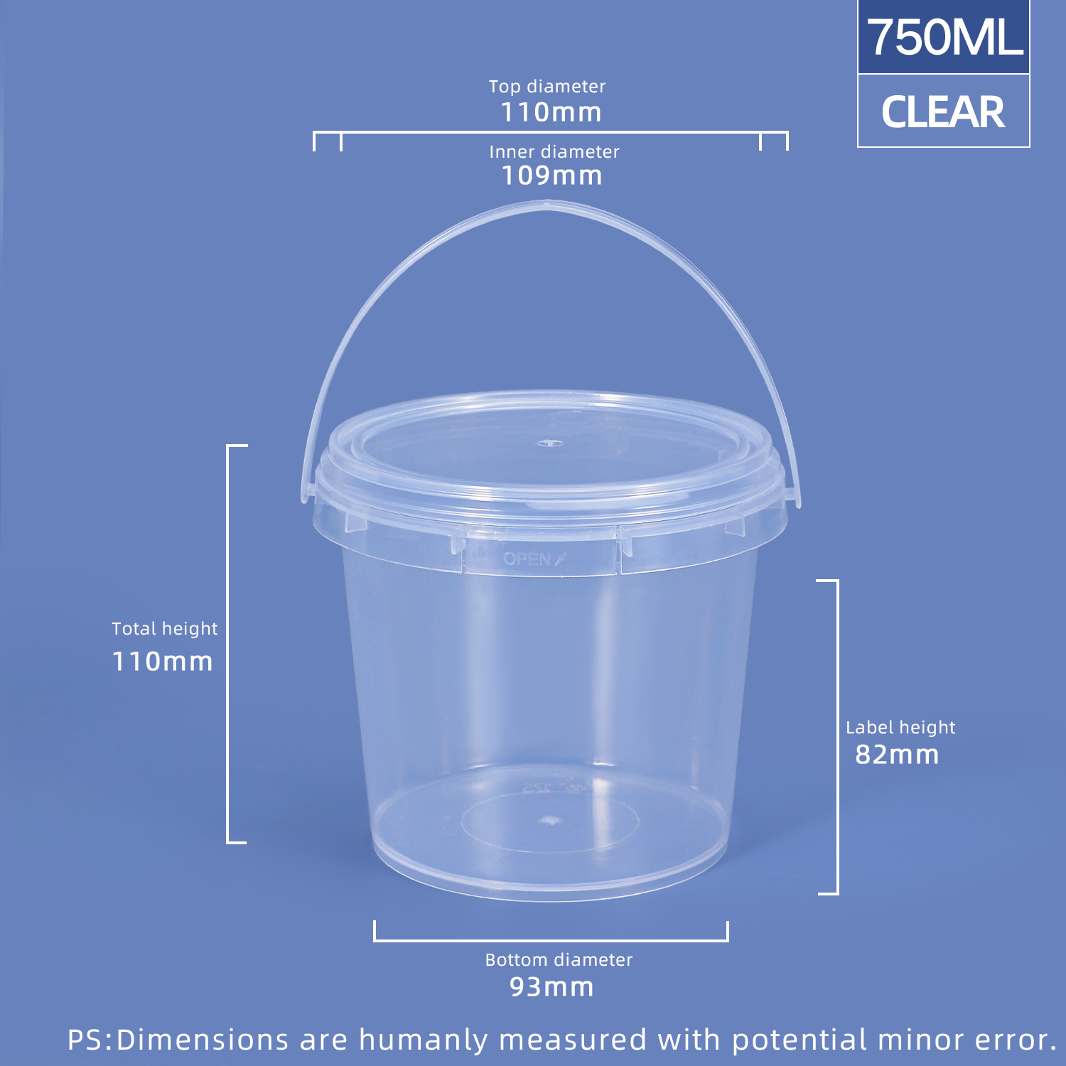 750 ml 25 oz. Runde Plastikwannen und Eimer