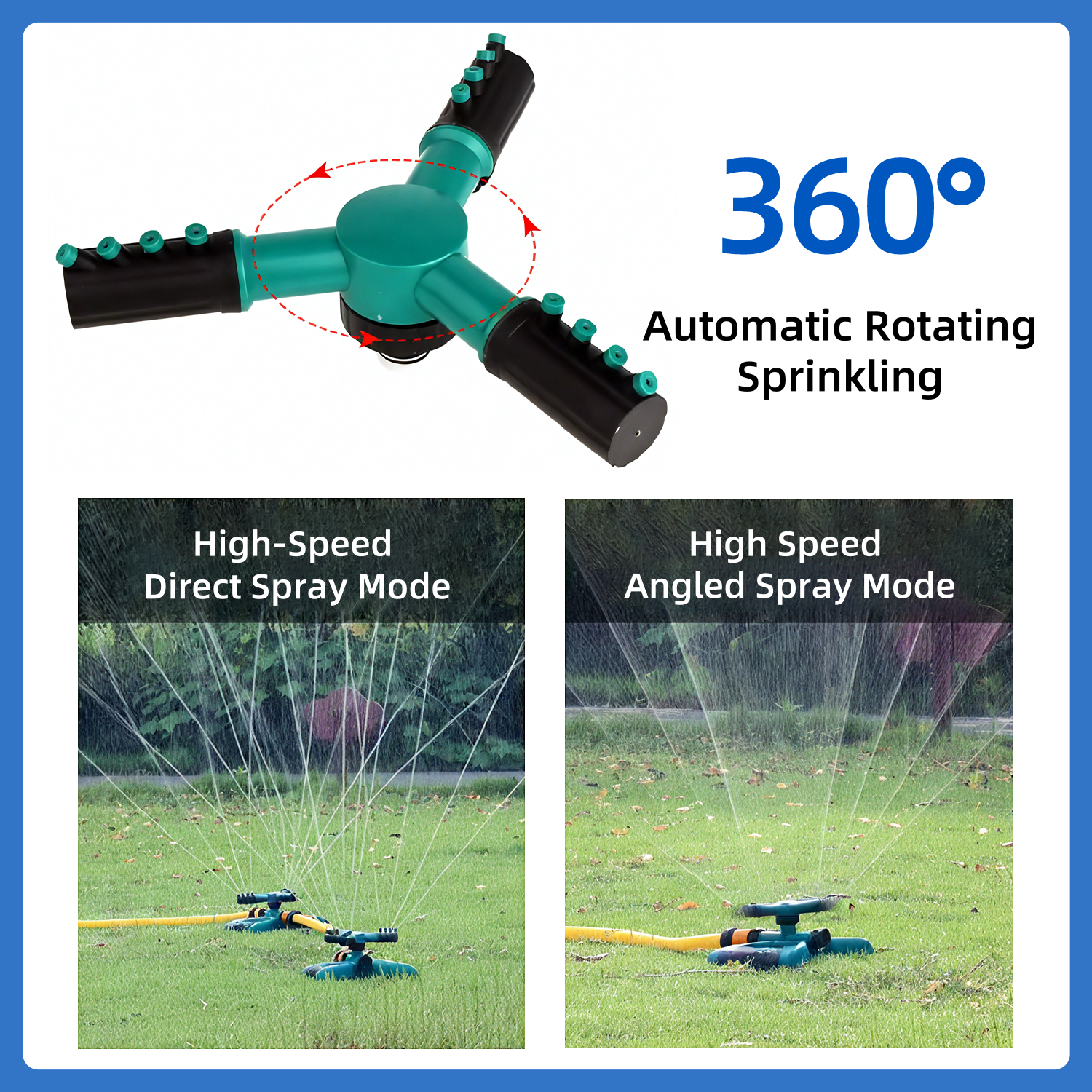 Outdoor einstellbare 360 ​​Grad Automatische rotierende Gartenrasen Sprinkler