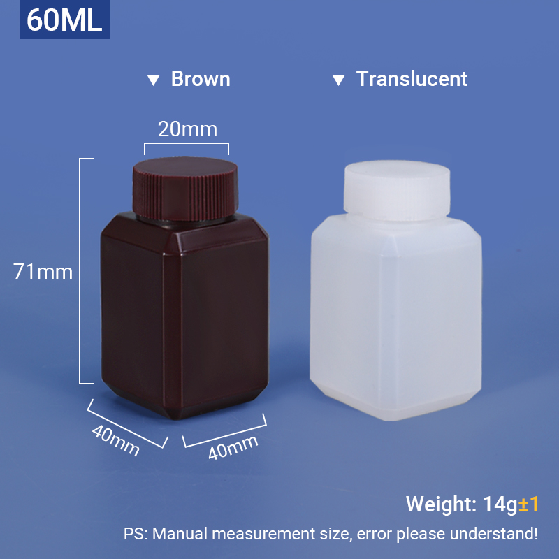 60 ml quadratische HDPE -Flasche für Chemikalien