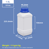 1500 ml weiße, quadratische Weithals-Kunststoffflaschen mit blauem Verschluss