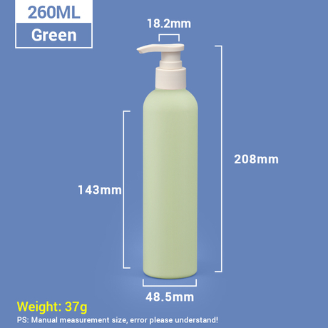 260 ml grüne Kunststoff-Shampooflaschen mit aprikosenfarbenem Pumpverschluss