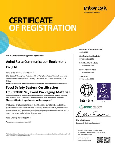 FSSC 22000-Zertifikat