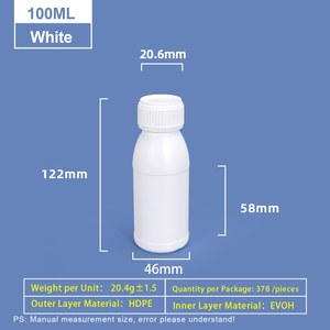 100 ml weiße Kunststoffflasche mit runder Schulter, Kunststoff-Coex-HDPE-Flasche