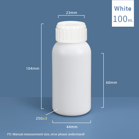 100 ml chemikaliensichere fluorierte Kunststoffflasche aus HDPE und PTFE 