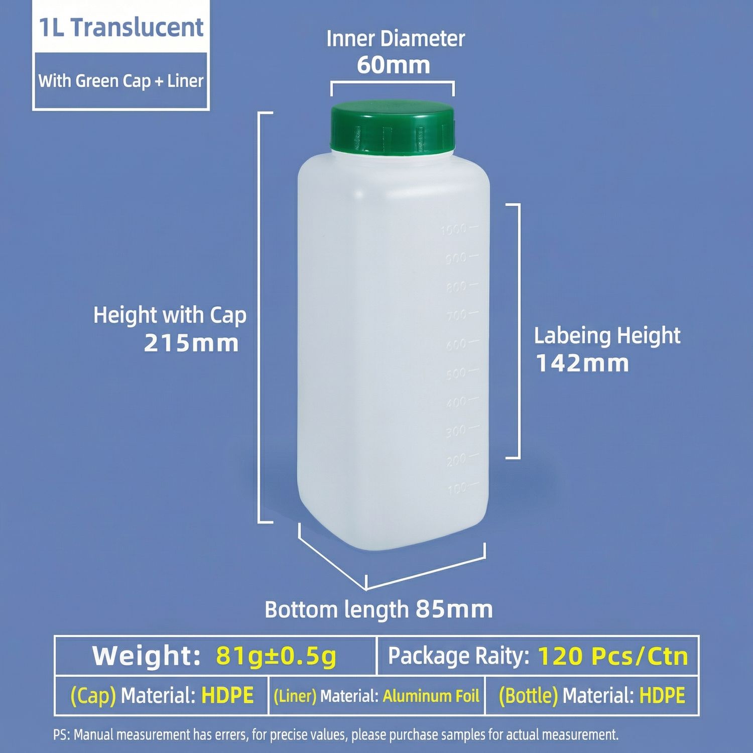 B款大口方瓶绿盖