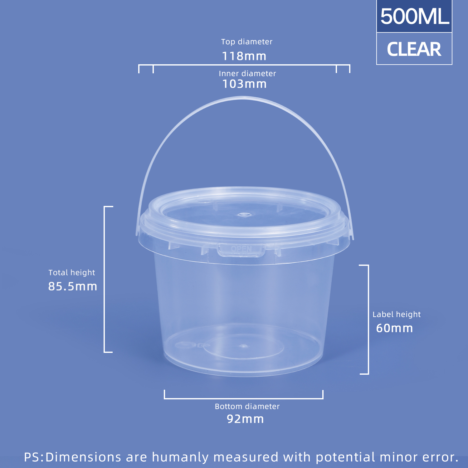 500 ml 16,9 oz. Plastikroundtubs & Eimer