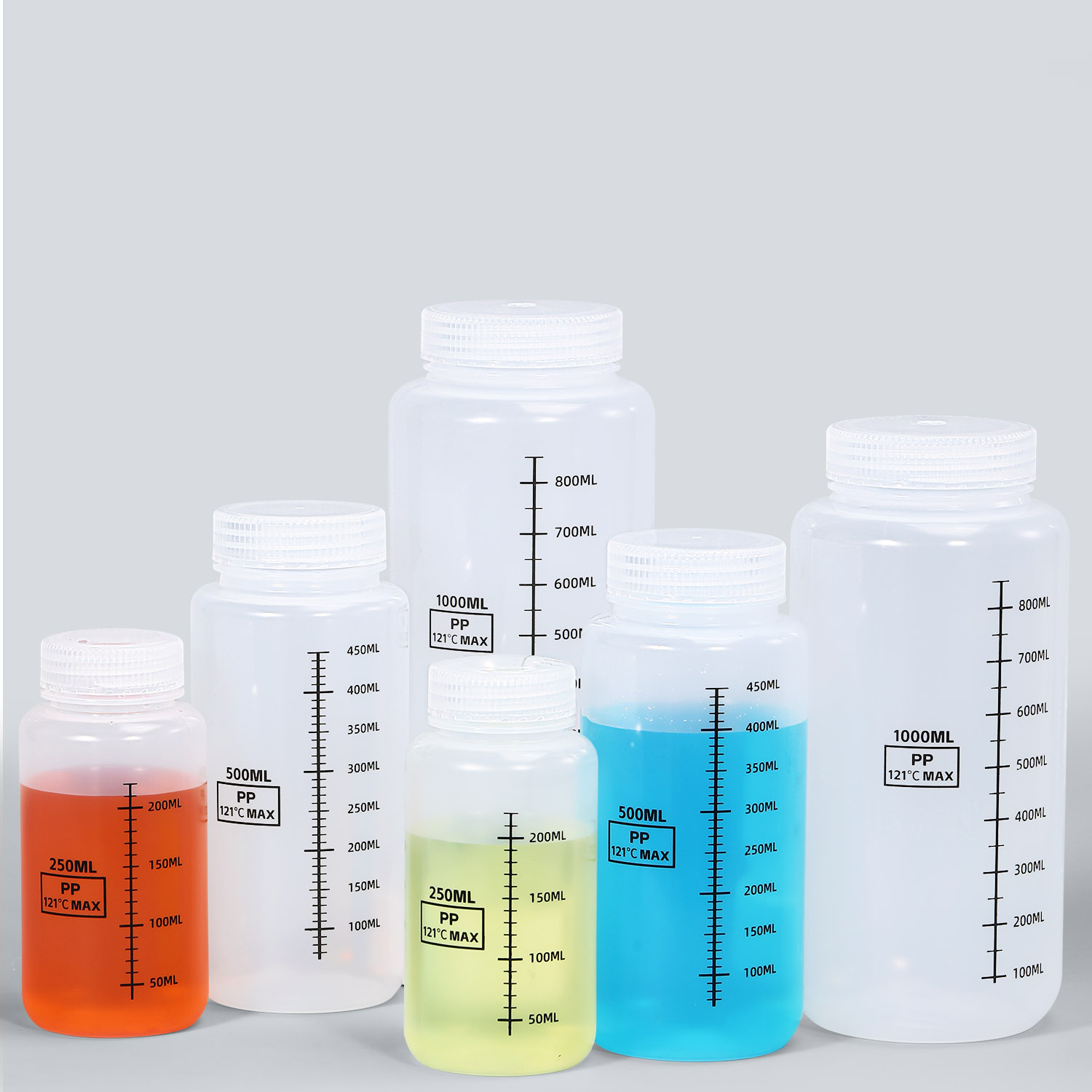 Breiter Nacken -PP -Plastikflasche mit Maßstab für Chemikalie