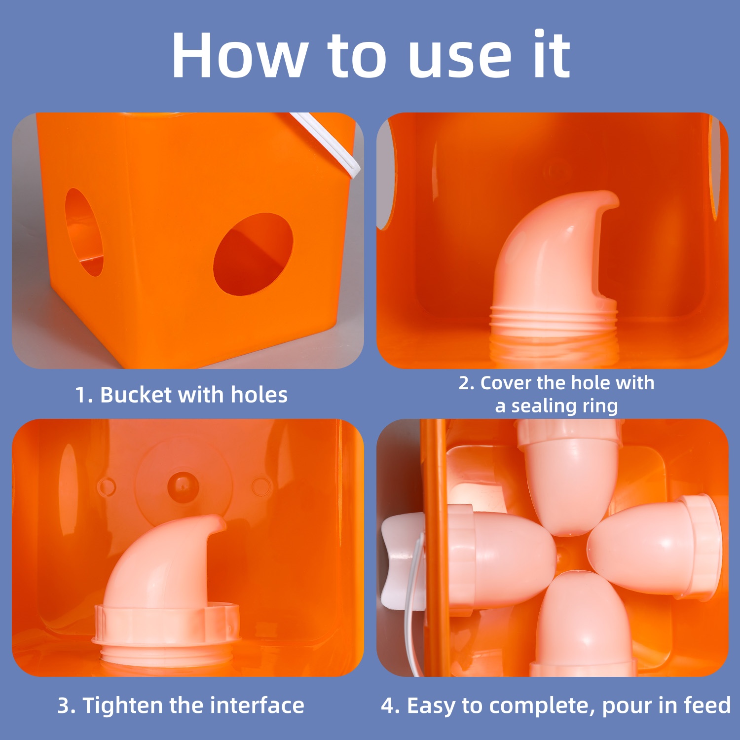 Quadratische Plastikeimer für Hühnerfutterhuhn -Entengans Feeder