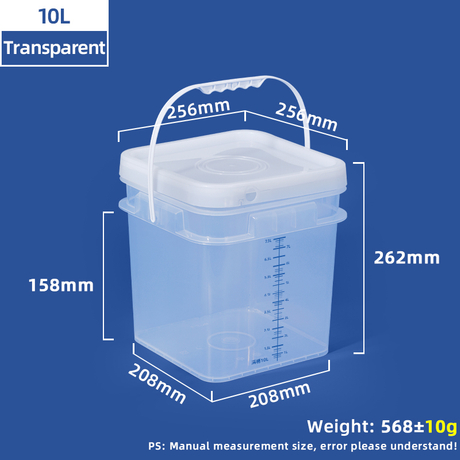 Quadratischer, graduierter 10-Liter-Mischeimer aus Kunststoff