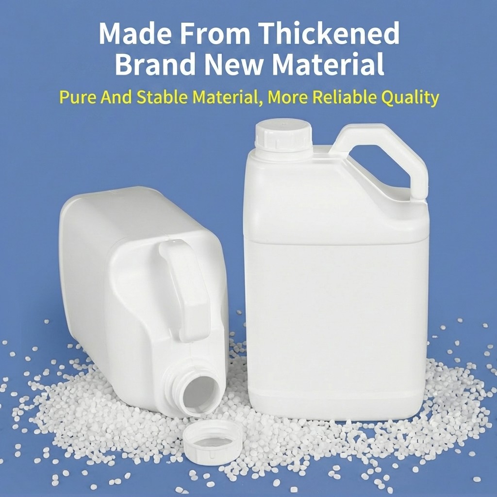 Quadratischer 5-Liter-HDPE-Kunststoffkanister mit großem Griff, Schraubverschluss, Folienauskleidung, auslaufsicher für Farben und Chemikalien