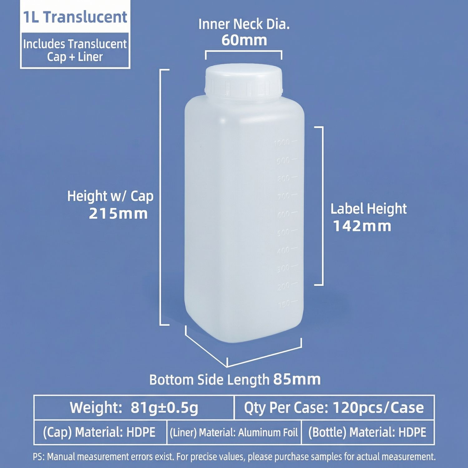 B款大口方瓶白盖